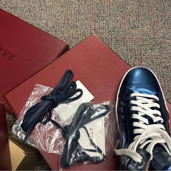 NIB $700 Bally Men Eticon Leather High-Top Sneakers Blue 10.5 US - Picture 8 of 9